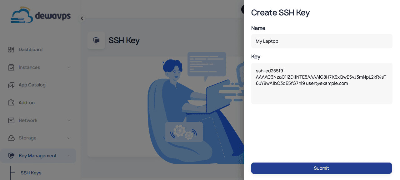 Filled SSH Key Form