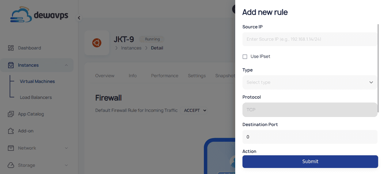 Form Buat Aturan Firewall